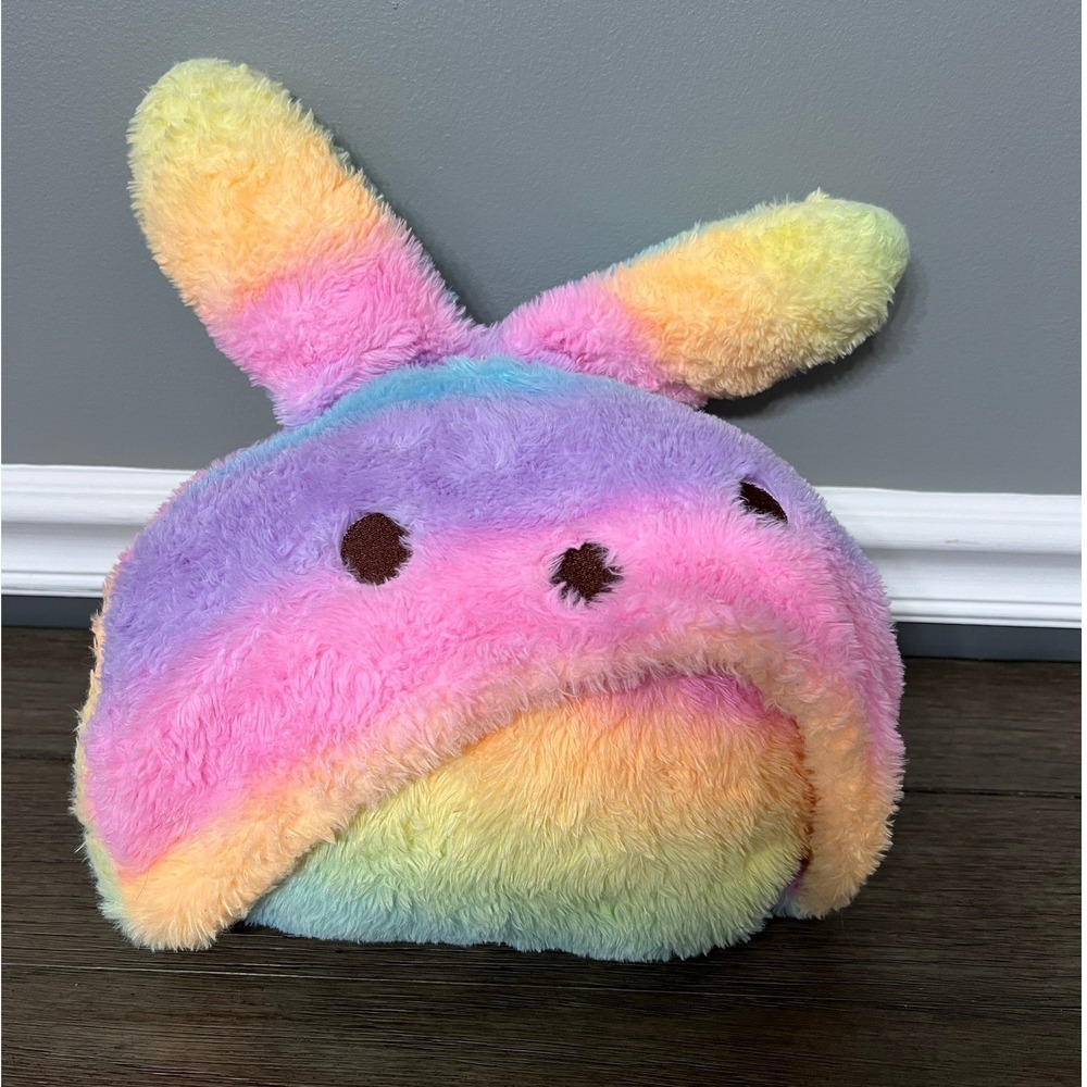 Rainbow Bunny Plush Blanket Kids Stuffed Animal Colorful Rabbit Travel Toy